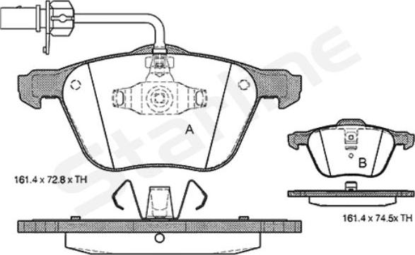 Starline BD S312 - Тормозные колодки, дисковые, комплект autospares.lv