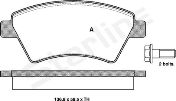 Starline BD S329 - Тормозные колодки, дисковые, комплект autospares.lv