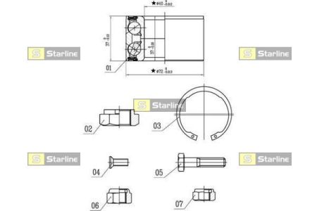 Starline LO 01491 - Подшипник ступицы колеса, комплект autospares.lv