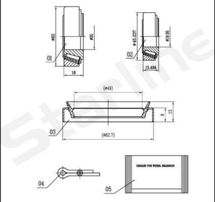 Starline LO 01465 - Подшипник ступицы колеса, комплект autospares.lv