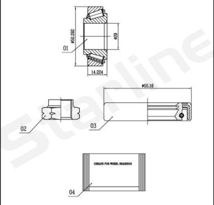 Starline LO 01333 - Подшипник ступицы колеса, комплект autospares.lv