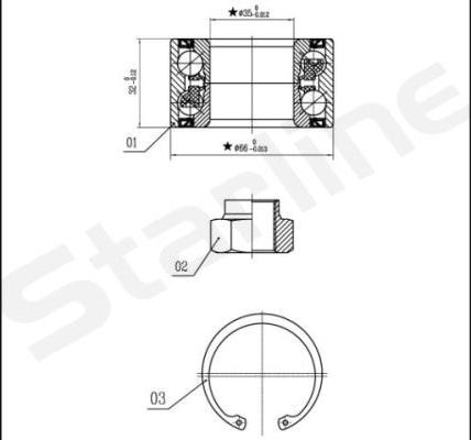 Starline LO 01327 - Подшипник ступицы колеса, комплект autospares.lv