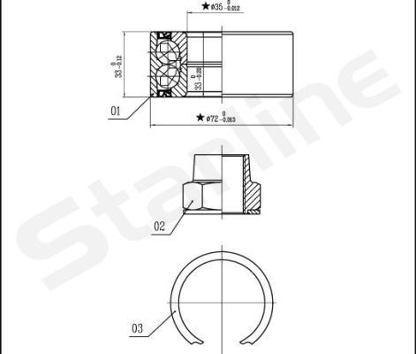 Starline LO 03414 - Подшипник ступицы колеса, комплект autospares.lv