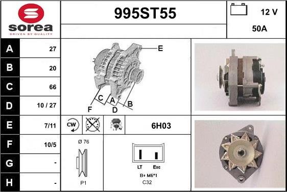 STARTCAR 995ST55 - Генератор autospares.lv