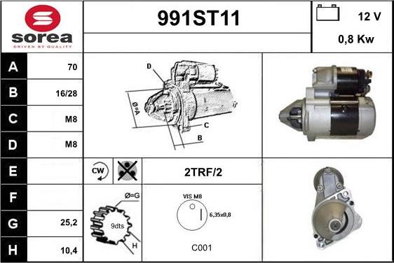 STARTCAR 991ST11 - Стартер autospares.lv