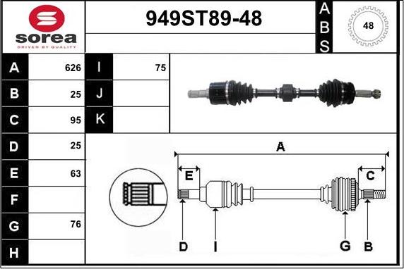 STARTCAR 949ST89-48 - Приводной вал autospares.lv