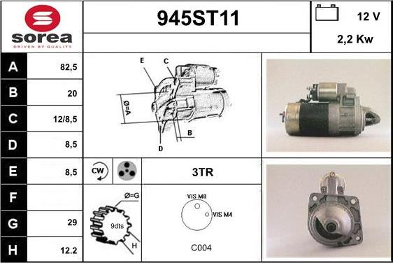 STARTCAR 945ST11 - Стартер autospares.lv