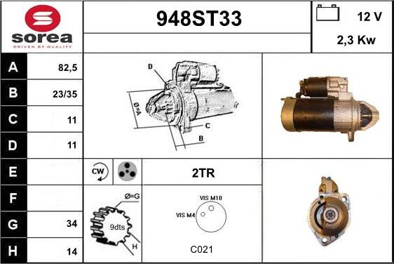 STARTCAR 948ST33 - Стартер autospares.lv