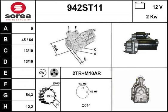 STARTCAR 942ST11 - Стартер autospares.lv