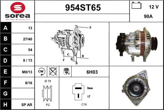 STARTCAR 954ST65 - Генератор autospares.lv