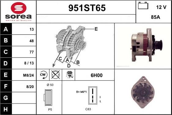 STARTCAR 951ST65 - Генератор autospares.lv