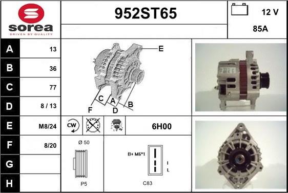 STARTCAR 952ST65 - Генератор autospares.lv