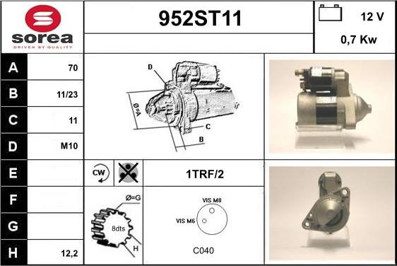 STARTCAR 952ST11 - Стартер autospares.lv