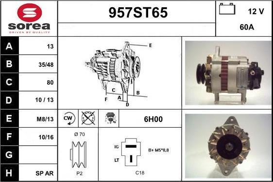 STARTCAR 957ST65 - Генератор autospares.lv