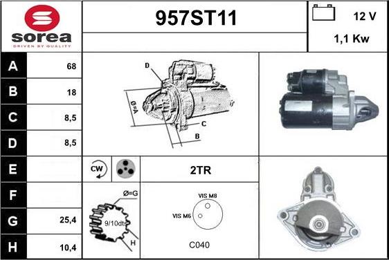 STARTCAR 957ST11 - Стартер autospares.lv