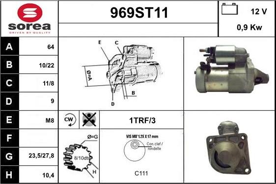 STARTCAR 969ST11 - Стартер autospares.lv