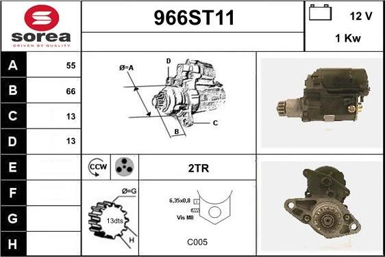 STARTCAR 966ST11 - Стартер autospares.lv