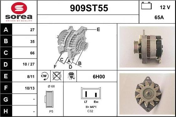 STARTCAR 909ST55 - Генератор autospares.lv