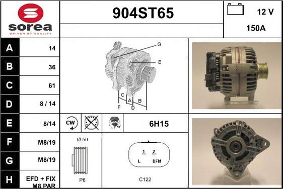 STARTCAR 904ST65 - Генератор autospares.lv