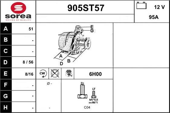 STARTCAR 905ST57 - Генератор autospares.lv