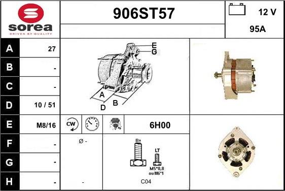 STARTCAR 906ST57 - Генератор autospares.lv