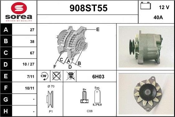 STARTCAR 908ST55 - Генератор autospares.lv