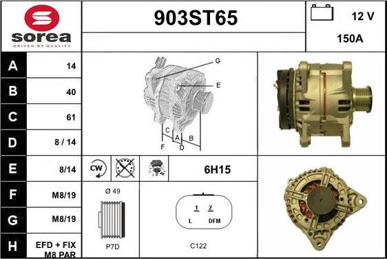 STARTCAR 903ST65 - Генератор autospares.lv