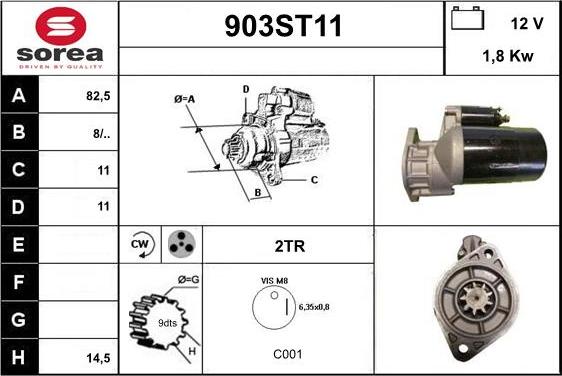 STARTCAR 903ST11 - Стартер autospares.lv