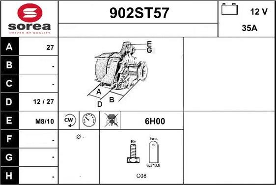 STARTCAR 902ST57 - Генератор autospares.lv