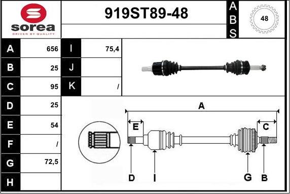 STARTCAR 919ST89-48 - Приводной вал autospares.lv