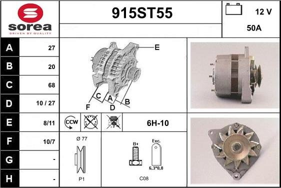 STARTCAR 915ST55 - Генератор autospares.lv