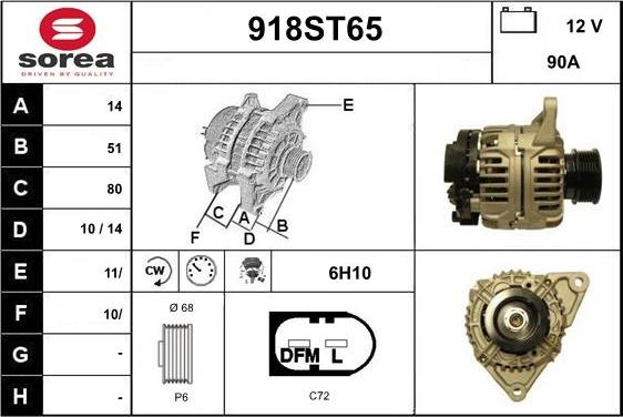 STARTCAR 918ST65 - Генератор autospares.lv