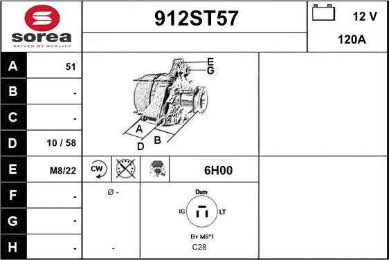 STARTCAR 912ST57 - Генератор autospares.lv