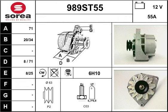 STARTCAR 989ST55 - Генератор autospares.lv