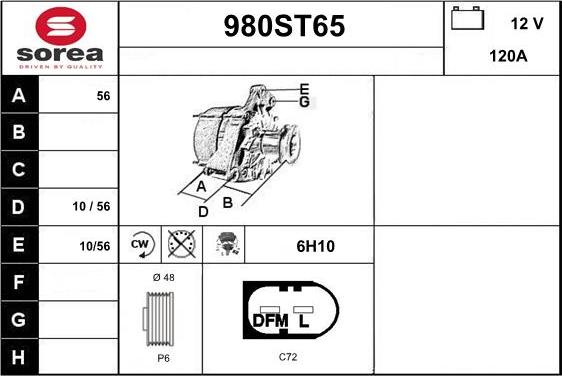 STARTCAR 980ST65 - Генератор autospares.lv