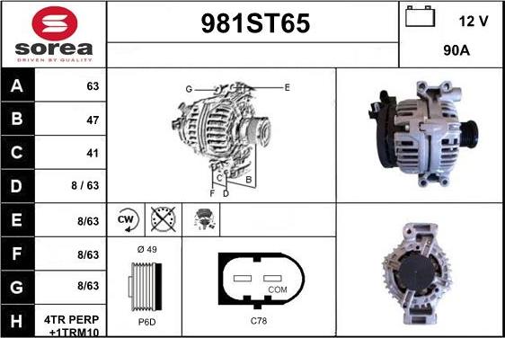 STARTCAR 981ST65 - Генератор autospares.lv