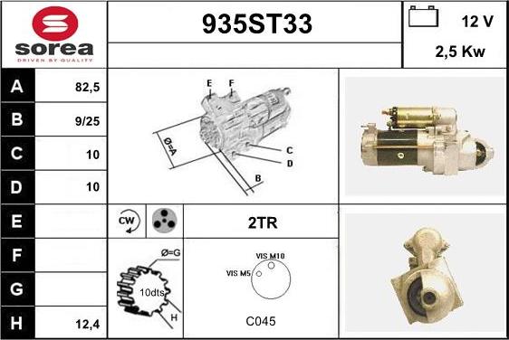 STARTCAR 935ST33 - Стартер autospares.lv