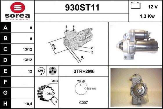 STARTCAR 930ST11 - Стартер autospares.lv