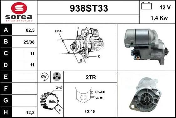 STARTCAR 938ST33 - Стартер autospares.lv