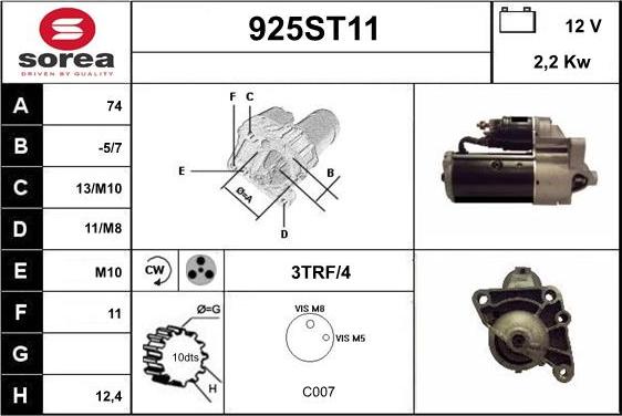 STARTCAR 925ST11 - Стартер autospares.lv