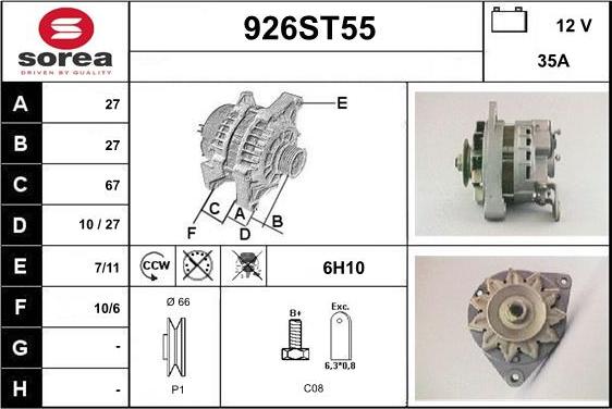 STARTCAR 926ST55 - Генератор autospares.lv