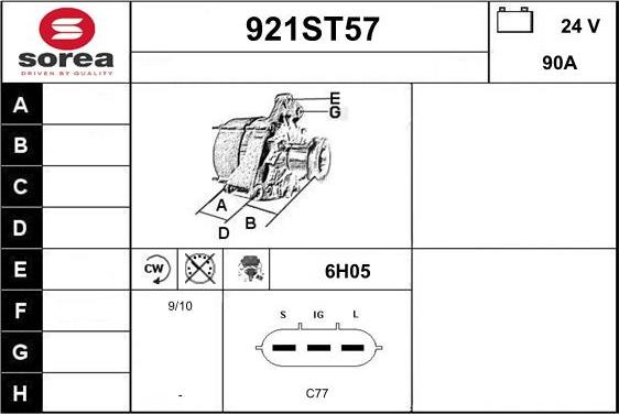 STARTCAR 921ST57 - Генератор autospares.lv