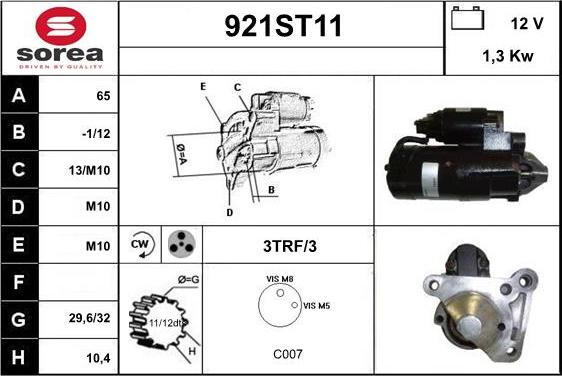 STARTCAR 921ST11 - Стартер autospares.lv