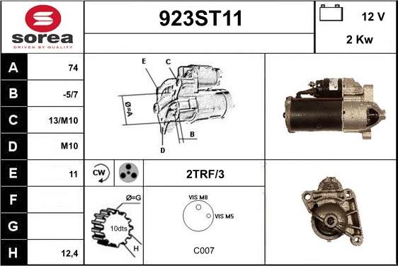 STARTCAR 923ST11 - Стартер autospares.lv