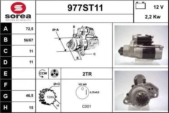 STARTCAR 977ST11 - Стартер autospares.lv