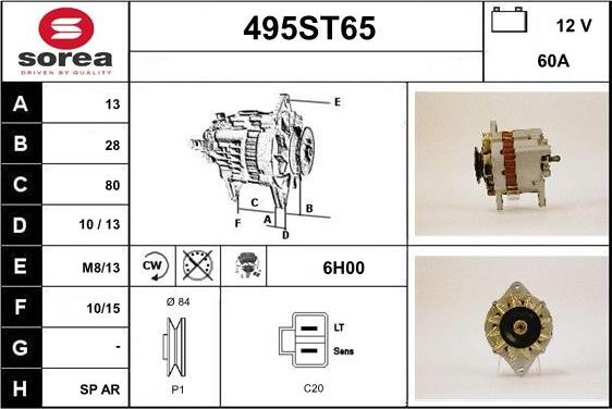 STARTCAR 495ST65 - Генератор autospares.lv