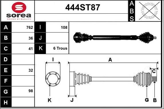 STARTCAR 444ST87 - Приводной вал autospares.lv