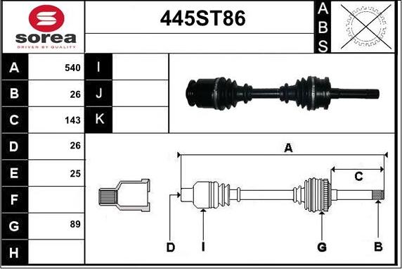 STARTCAR 445ST86 - Приводной вал autospares.lv