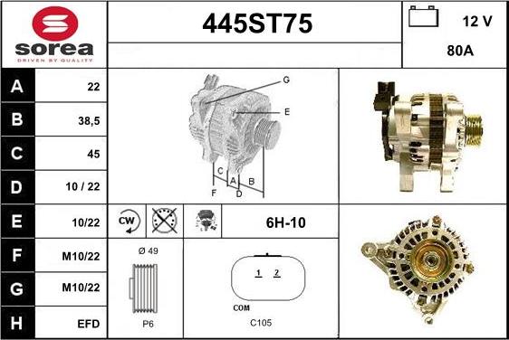 STARTCAR 445ST75 - Генератор autospares.lv