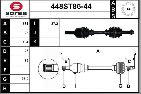 STARTCAR 448ST86-44 - Приводной вал autospares.lv